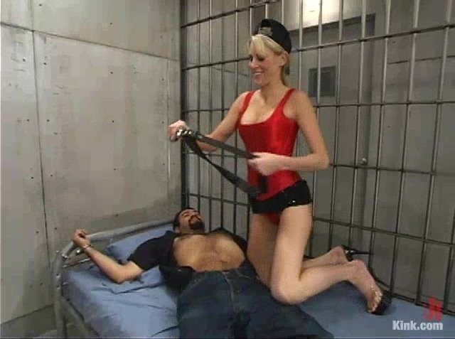 Blonde hottie Audrey Leigh punishes and fucks Ricosf in a jail