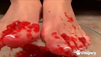 Mackenzee Pierce Gets Her Feet All Messy With Jello Before Giving An Amazing Footjob