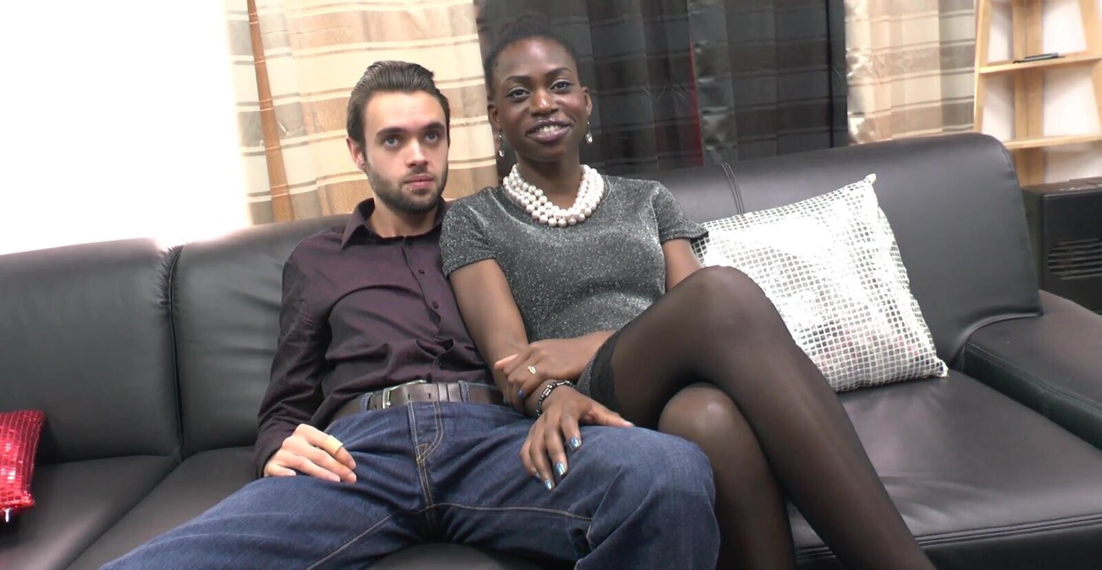 Interracial dicking on the sofa with naughty Jayna Black - HD