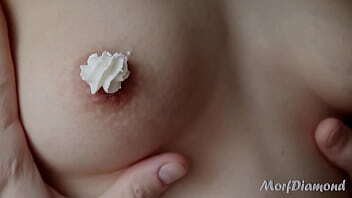 I lick the whipped cream off Zlata'_s nipples