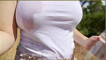 Randy wife goes braless on public exhibitionist walking dare