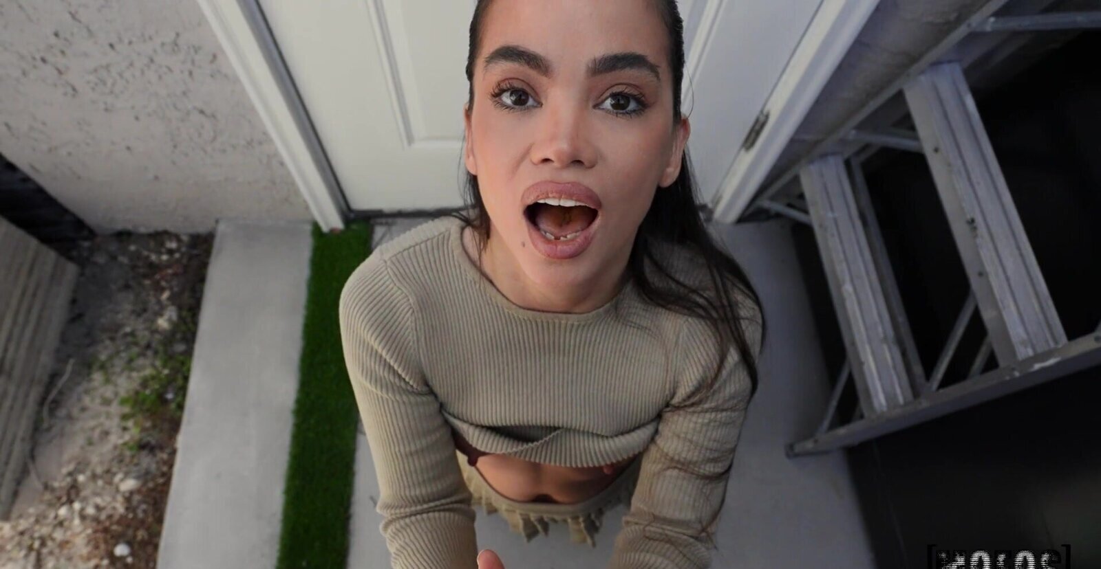 Angelina Moon with natural tits sucking a dick in HD POV video